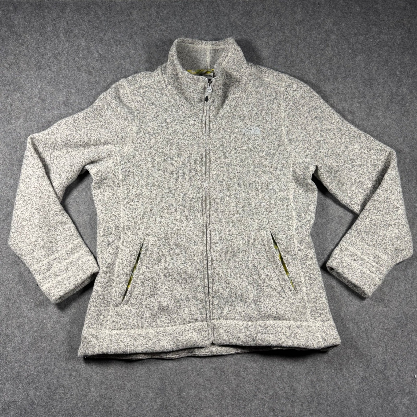 The North Face Womens Xl Crescent Full Zip Fleece Jacket Grey Heather Sweater